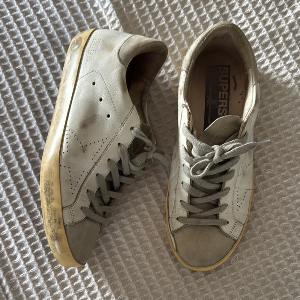 Golden Goose White and Gray Sneakers